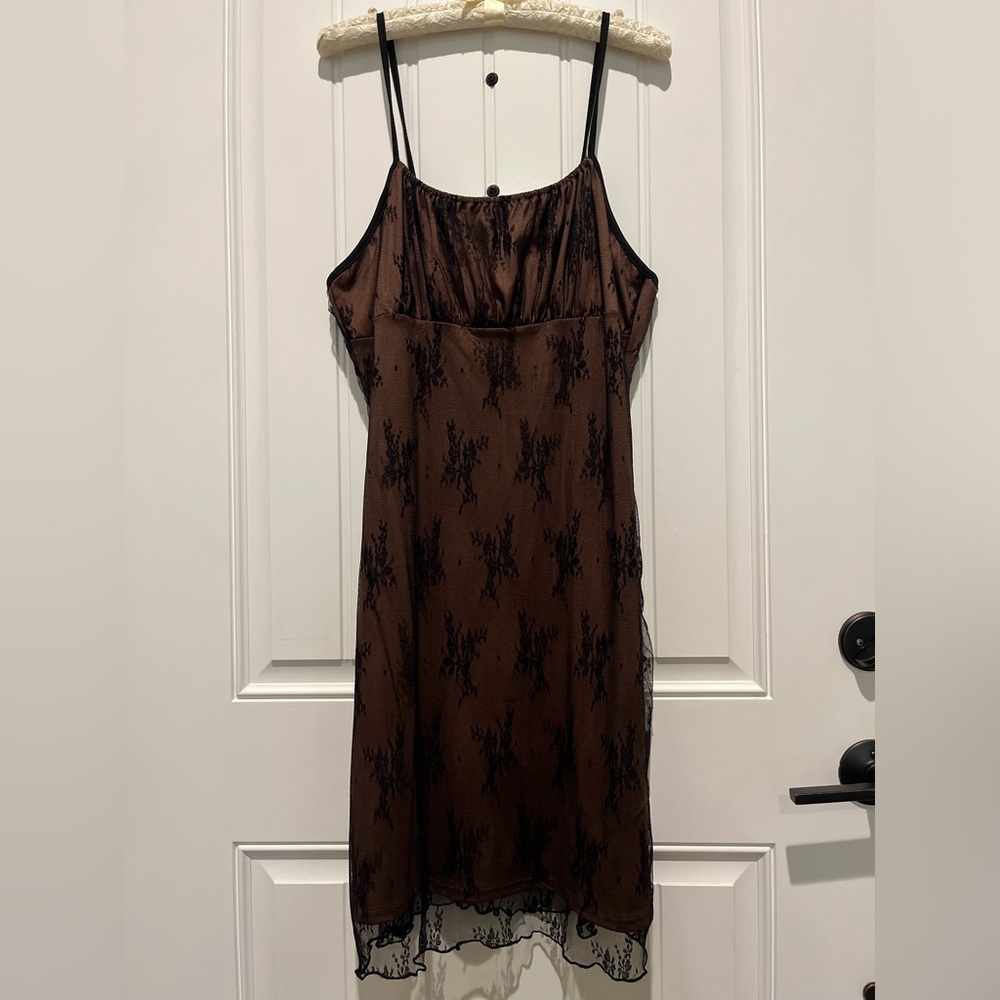 SHEIN Black lace with Brown underneath Dress 1XL